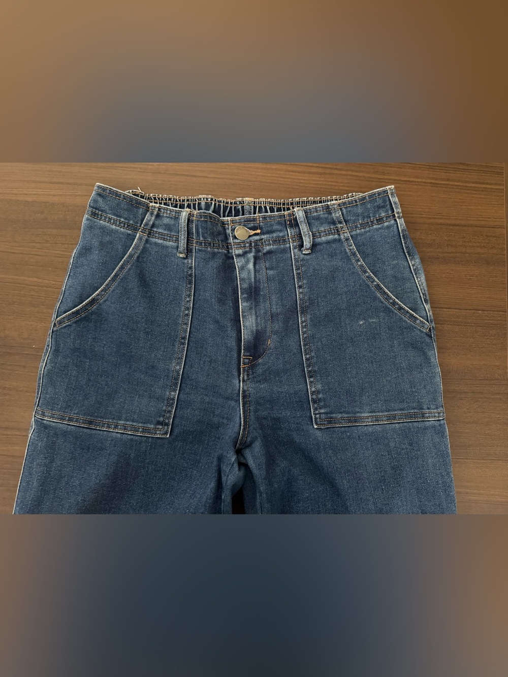 Knox Rose Dark Blue High-Rise Patch Pocket Jeans
